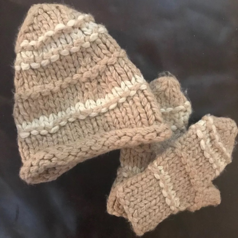 JCREW Wool Cable Knit Hat & Mitten Set- Mint!